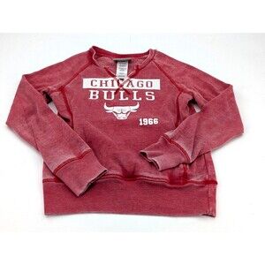 NBA Chicago Bulls Basketball Red Graphic Girls Sweatshirt Retro Look Size Large